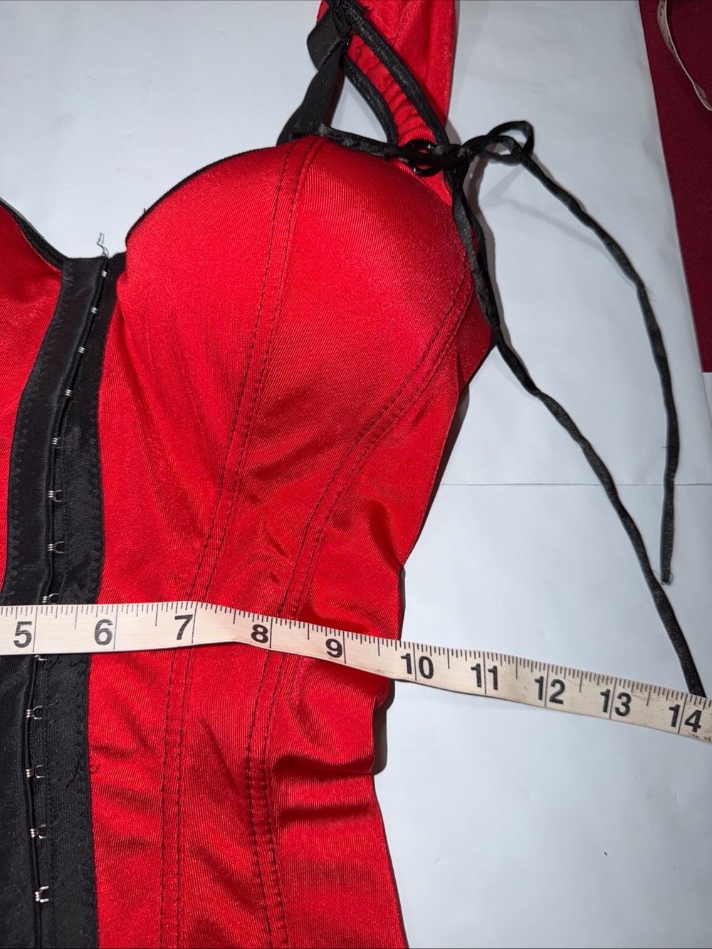 Red black corset with detachable Red hood Red Riding Hood Sexy Top Size Small S - Picture 5 of 16
